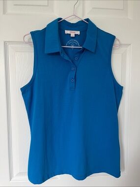 SUMMER SALE- Grenier Sleeveless Polo Top - Blue
